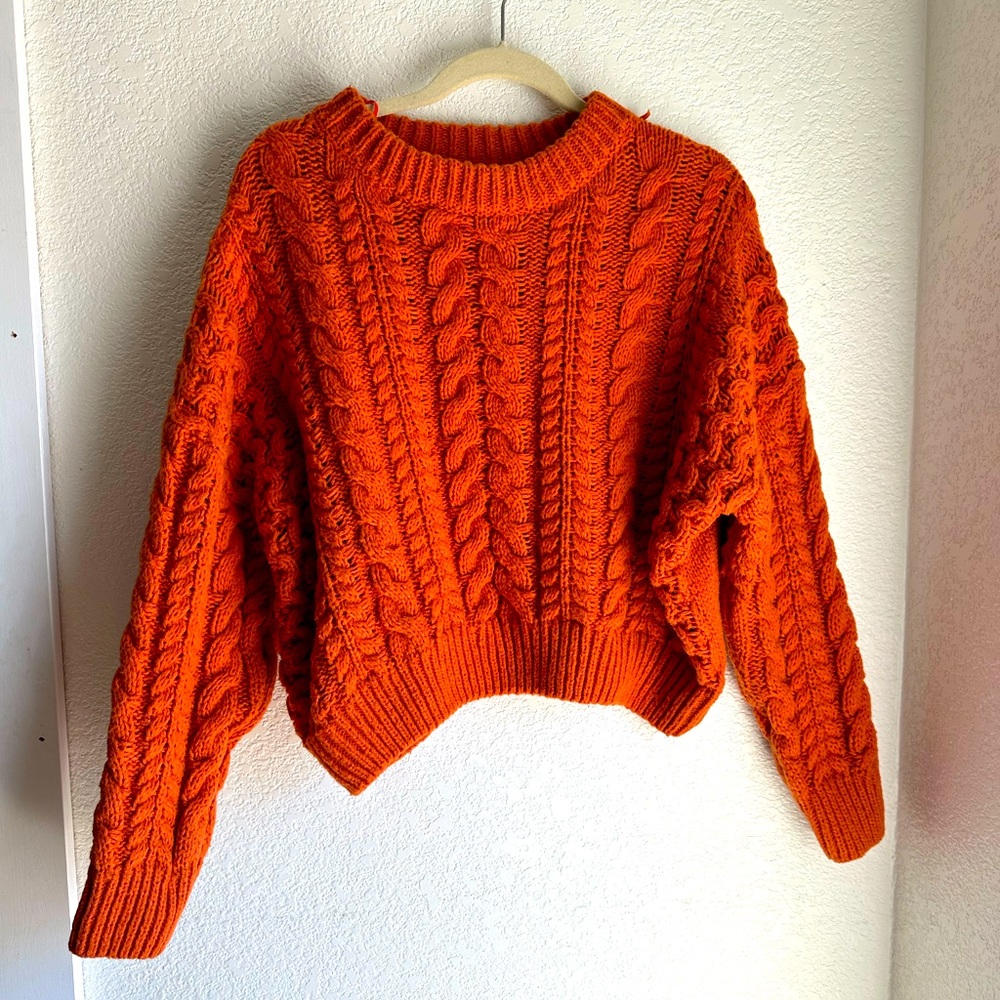 Orange Cable Knit Sweater